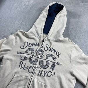 Denim & Supply Ralph Lauren Mens Cream Snake Graphic Full Zip Hoodie Size M
